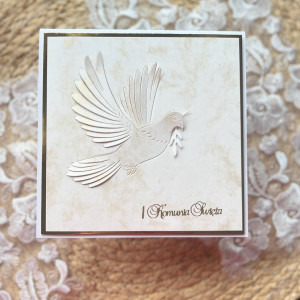 266, komunia-kartka na komunię z gołębiem