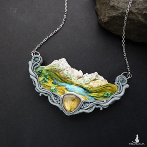 Naszyjnik z górskim widokiem i labradorytem