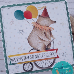 Wesoła kartka urodzinowa z misiem