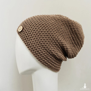 Czapka całoroczna przejściowa cienka bawełna S/M unisex brąz