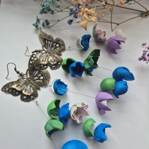 Kolczyki kwiaty kolorowe motyle