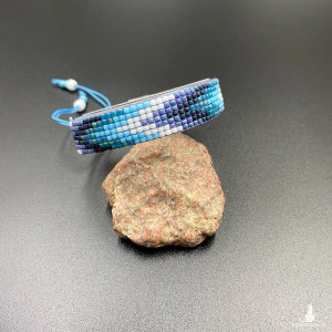 BRANSOLETKA TKANA NA KROŚNIE Z KORALIKÓW - niebieska #909