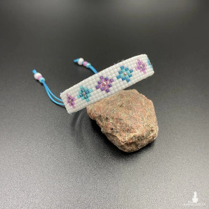 BRANSOLETKA TKANA NA KROŚNIE - biały turkusowy fiolet róż #907