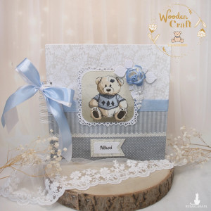 Album dziecięcy, prezent na chrzest, roczek, narodziny, baby shower "Vintage Baby Boy" GOTOWY