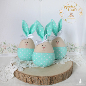 Króliczek jajo wielkanocne dekoracja wiosenna, ozdoba na Wielkanoc, ciemna mięta