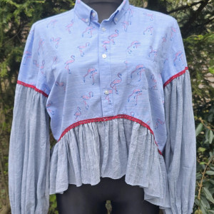 Koszula w stylu boho, oversize, bardzo szerokie rękawy, niesymetryczny dół