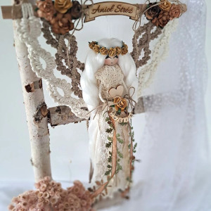 anioł stróż makramowy