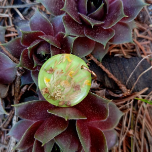 Wiosenna zawieszka z żywicy z roślinami