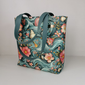 Torebka damska shopper bag torebka na ramię zamykana ekoskóra  - morski świat