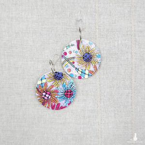 6687 kolorowe, niepowtarzalne, duże, dwustronne kolczyki; kwiaty