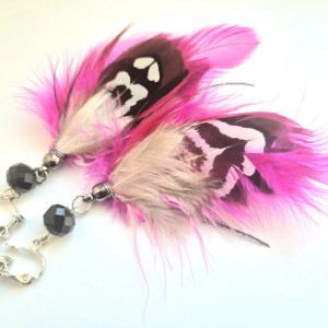 Klipsy piora amarantowe