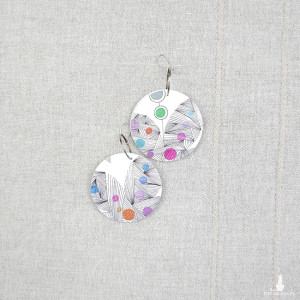 6694 kolorowe, niepowtarzalne, duże, dwustronne kolczyki; kwiaty