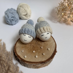 Czapeczki z pomponami na jajka wielkanocne - zestaw 2 szt.