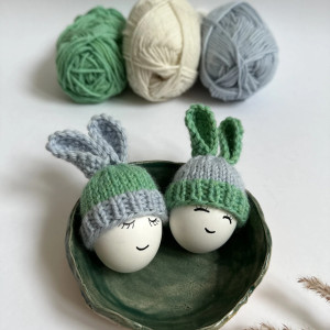 Czapeczki z uszami zająca na jajka wielkanocne - zestaw 2 szt.