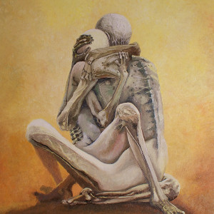 duży obraz olejny kopia Zdzisław Beksiński para kochankowie