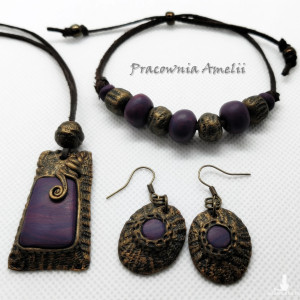 polymer clay ciemny fiolet komplet 3 elementy