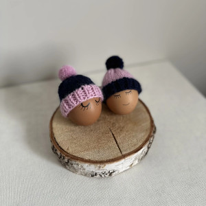 Czapeczki z pomponami na jajka wielkanocne - zestaw 2 szt.