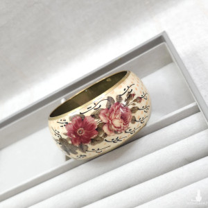 160 bransoletka vintage; styl retro, emaliowana bransoletka; róże; lata 70-te