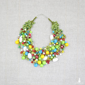 6706 zielony, kolorowy naszyjnik; kolia