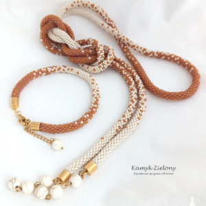 Komplet lariat i bransoletka - Dark Topaz