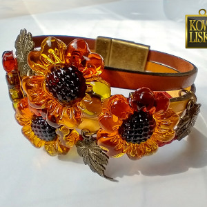 Vincent - bransoleta z żywicy i rzemieni