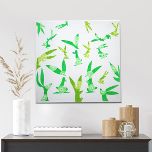 Zielone Zające, obraz na płótnie