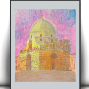 retro plakat A4, vintage obrazek z budynkiem, architektura plakat 21x30, Afryka obrazek retro, mały plakat  do domu, podróże obrazek vintage, Afryka plakat