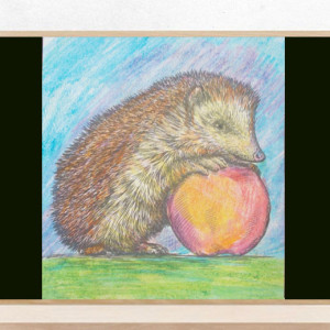 retro plakat A4, jeż obrazek A4, jeż plakat, mały obraz z jeżem, zwierzęta plakaty do domu, vintage plakat 21x30, przyroda obrazek na  ścianę, bajkowy plakat, bajkowy obrazek