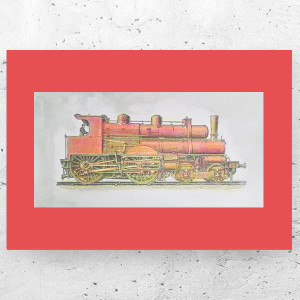 vintage plakaty A4, retro plakat A4, lokomotywa obraz 21x30, plakat z lokomotywą, pociąg plakat, obrazek z pociągiem, retro obrazek do domu, czerwony plakat do loftu, pociąg obrazek vintage,