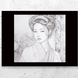 Japonka plakat, gejsza plakat,  biało czarny plakat z Japonką, dziewczyna plakat A4, kobieta plakat, Japonia plakat, podróże plakaty do domu, ładne plakaty na ścianę, plakat z gejszą, poster