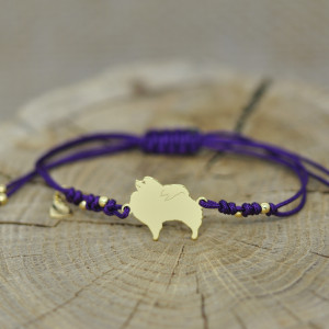 Szpic miniaturowy / Pomeranian - bransoletka z psem, srebro 925 pozłacane