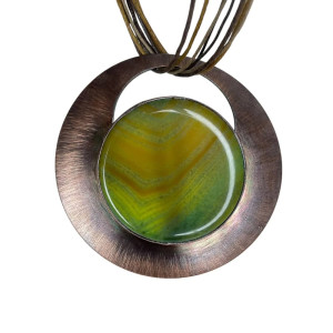 Naszyjnik z miedzi z agatem na wiosnę c1255