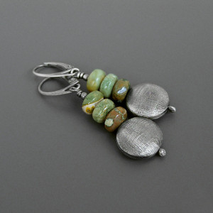 Surowe kolczyki, riolit, srebro 925