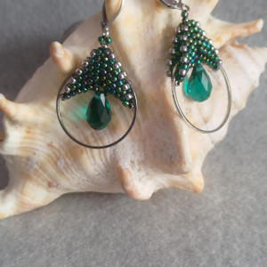 Zielone kolczyki z kryształkami