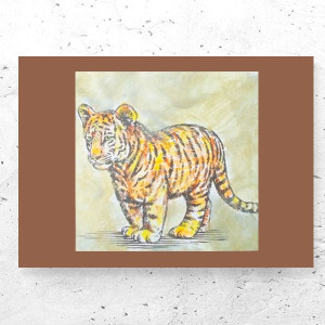 retro plakat A4, zwierzęta plakaty vintage, tygrys plakat 21x30, obrazek z tygryskiem, zoo plakat, vintage dekoracje do domu, posters A4, tygrysek plakat, mały tygrys obrazek, koty obrazki