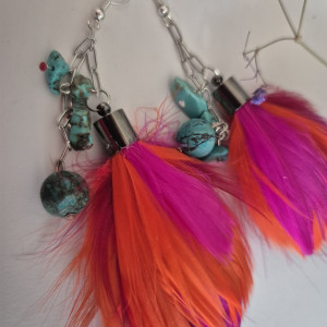 Kolczyki  boho szaleństwo pióra