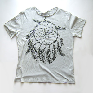 łapacz snów koszulka rozmiar L, szara koszulka z nadrukiem, boho koszulka L, koszulka z łapaczem snów, indiański t-shirt rozmiar L, bawełniana koszulka