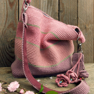 Szydełkowa torba na ramię - OLD ROSE