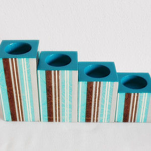 Świeczniki turkus z brązem