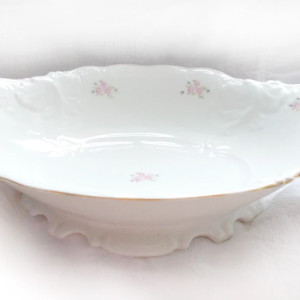 retro półmisek prl, vintage owocarka, prl patera, duża owocarka prl, prl naczynia rustykalne, prl sprzęty, prl ceramika vintage, duży półmisek w kwiatuszki, retro misa