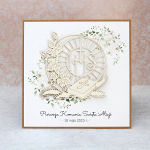 Kartka na komunię - dla chłopca lub dziewczynki / biblia