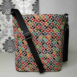 Torebka listonoszka żakard - wzór geometryczny 3