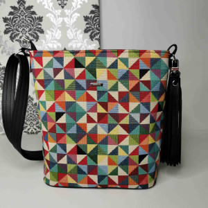 Torebka listonoszka żakard - wzór geometryczny 4