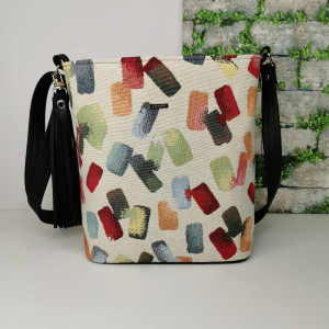 Torebka listonoszka torebka damska na ramię żakard gobelin  - wzór geometryczny 5