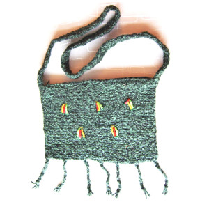 nowa torebka z włóczki, ciemnozielona torebka na ramię, boho torebka etno, lekka torebka na ramię, włóczkowa torebka zielona, mała torebka etniczna, ciemnozielona torbeczka
