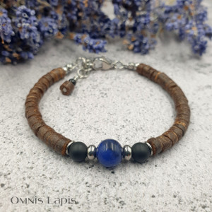 Bransoletka etniczna - kokos i sodalit