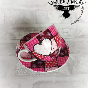 Filiżanka patchwork ręcznie malowana