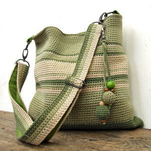 Bawełniana listonoszka ręcznie wykonana - Mięta i Szałwia