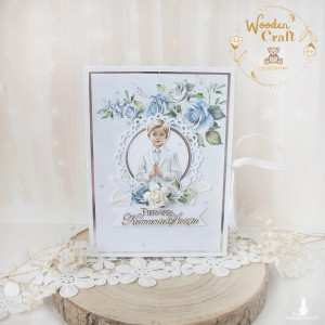 Album komunijny na zdjęcia, pamiątka pierwszej komunii świętej "BlueRoses" GOTOWY