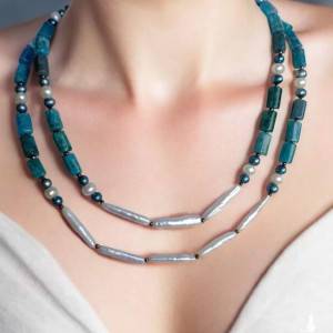 Naszyjnik z pereł i apatytów